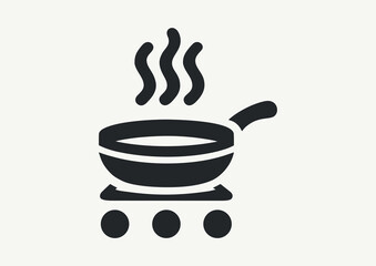 Pictogram of hot frying pan on induction stove