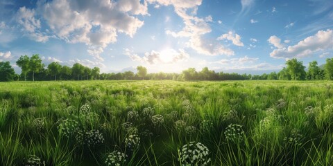 Green grass in the pasture Generative AI - obrazy, fototapety, plakaty