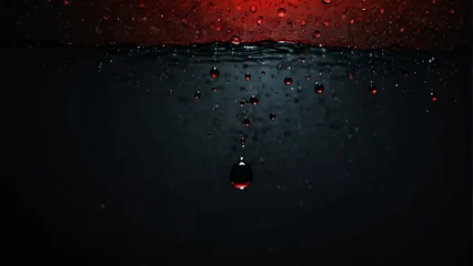 Fotobehang red to dark black background with water drops from Generative AI © SevenThreeSky
