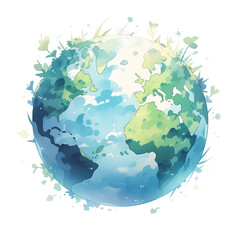 A blue and green eco Earth globe, logo for environmental world protection, illustration for ecological conservation, Save the Planet, Earth Day concept - 783391990