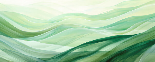Abstract green color waves background, sustainable concept background. Generative AI