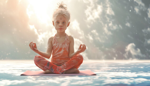 Girl with Autism Engaging in Therapeutic Yoga. Neurodiversity Awareness. Learning Disability.