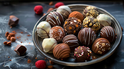 A gourmet collection of homemade chocolate truffles a sweet indulgence, AI Generative.