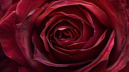 Close-up of a Deep Red Rose Petal Texture