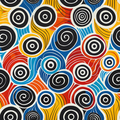 Obraz premium Abstract Colorful Circles Seamless Pattern on a Light Background
