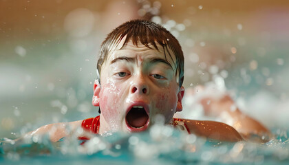 Adaptive Sports Champion: Teen with Down Syndrome Excels in Swimming Competitions. Learning Disability.