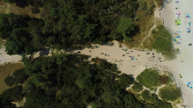 Path Beach Rowy Droga Na Plaze Aerial View Poland