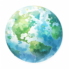 A blue and green eco Earth globe, logo for environmental world protection, illustration for ecological conservation, Save the Planet, Earth Day concept