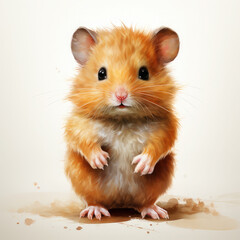 Watercolor Hamster, clipart Illustration, Generative Ai