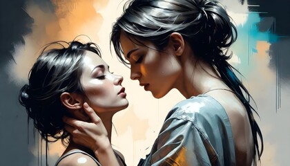 Beautiful painting of people in love..
