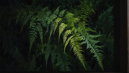 Fototapeta na wymiar art fern leaves frame background from Generative AI