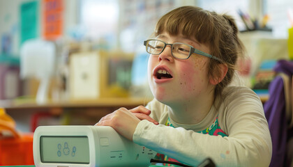 Communication Journey: Student with Down Syndrome Uses AAC Device to Express Thoughts and Emotions.. Learning Disability.