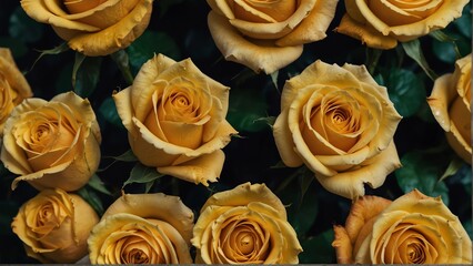 Obraz na płótnie Canvas art yellow roses flowers frame background from Generative AI
