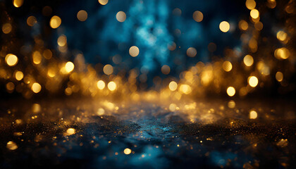 Luxury abstract background in black and gold color. Golden sparkles, like small sparkling lights,...