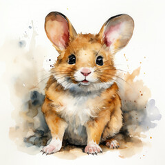 Obraz premium Watercolor Hamster, clipart Illustration, Generative Ai