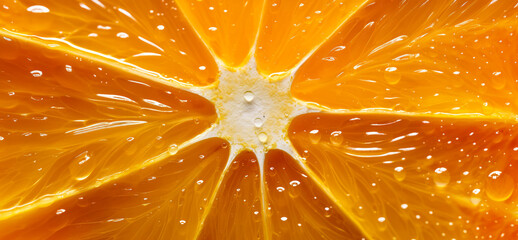 Fresh orange citrus fruit, with water drops over it, closeup macro detail. Generative AI