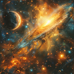 Cosmic Vistas: A Journey Through Space and Stars - obrazy, fototapety, plakaty
