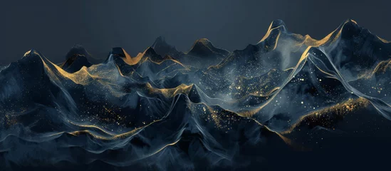 Photo sur Plexiglas Gris 2 abstract mountain landscape with golden glittering lines