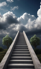 Stairway to heaven, a long stairway goes to the sky