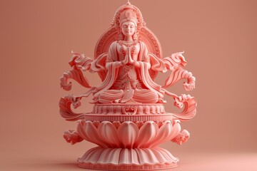 Pink Buddha Statue on Table. Generative AI