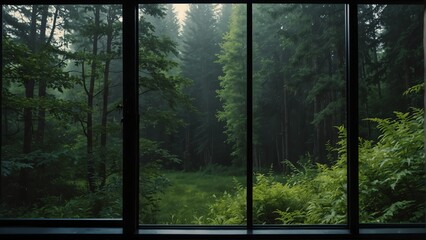 forest landscape nature view from a window background from Generative AI