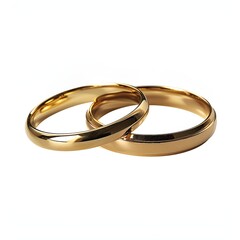 Isolated Golden Wedding Rings on White Background