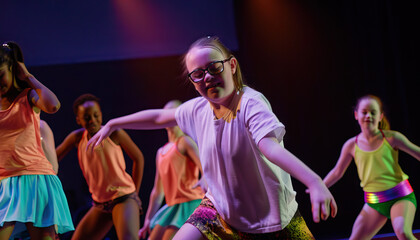 Inclusive Dance Recital: Teen with Down Syndrome Performs on Stage, Embracing Passion for Dance. Learning Disability
