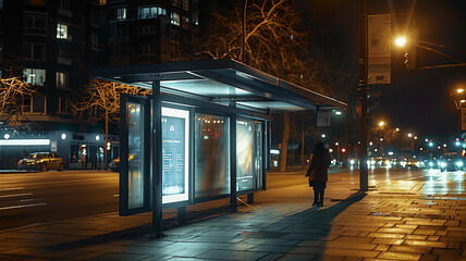 the scene takes place at night on a city street, AI Generative. - obrazy, fototapety, plakaty