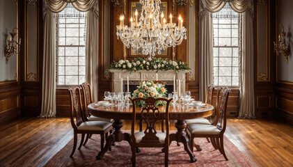 Wedding table in the interior of a classic baroque style