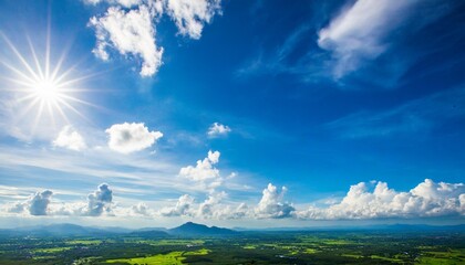 blue sky and white clouds blue back ground freshness of the new day bright blue background relaxing feeling like being in the sky generate ai - Powered by Adobe