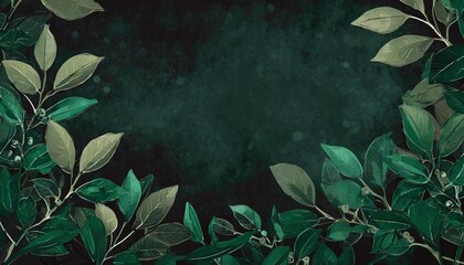 vector abstract green leaves border grunge effect