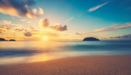 relaxing outdoors vacation landscape concept abstract blurred sunlight beach colorful blurred bokeh...