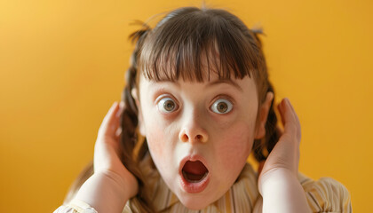 Sensory Overload: Individual with Down Syndrome Reacts to Loud Noise, Demonstrating Discomfort. Learning Disability