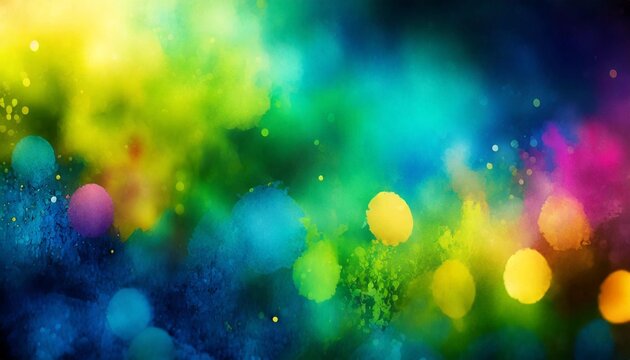 colorful watercolor background in green blue pink and yellow spring or easter colors abstract sunny bright bokeh blur design