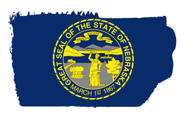 Nebraska state flag with palette knife paint brush strokes grunge texture design. Grunge United States brush stroke effect