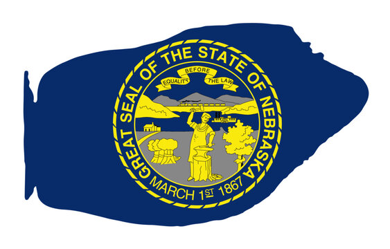 Nebraska state flag with palette knife paint brush strokes grunge texture design. Grunge United States brush stroke effect