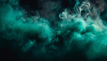 green teal and purple colors dramatic smoke and fog in contrast on a black background