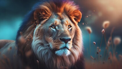 lion animal abstract wallpaper in pastel colors generative ai