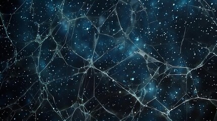 luxurious wireframe mesh with crumbling edges resembling starry constellations on blue night skies
