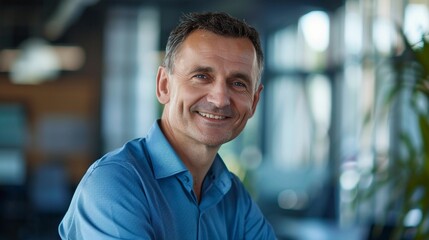 Obraz premium A mature man in a shirt developing a career in a corporation