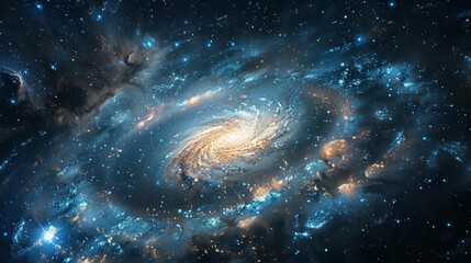 majestic galaxies and stars in abstract outer space background astronomy and universe exploration concept digital illustration