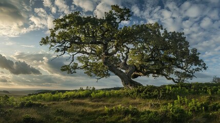 Fototapeta na wymiar majestic old tree standing tall as a testament to the enduring strength and resilience of nature landscape photography