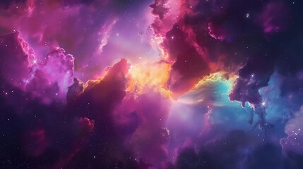 mesmerizing galaxy cosmos with colorful nebula clouds and glowing stars dreamy space themed abstract background - obrazy, fototapety, plakaty