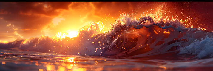 Ocean Wave Sunset Sea Surfing Background,
A dramatic seascape with crashing waves