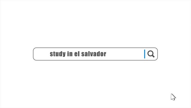 Study in El Salvador in search animation. Internet browser searching