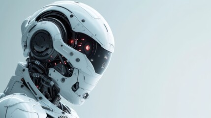 Sophisticated white robot in side profile, reflecting modern robotics technology, suitable for AI development and futuristic themes.