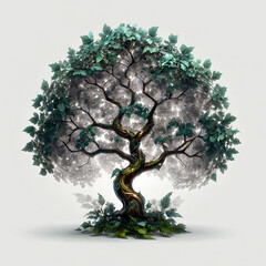 fractal green tree on white background