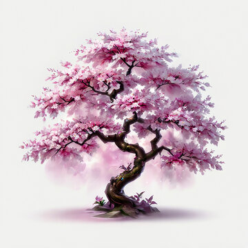 fractal sakura tree on white background