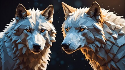 White arctic wolves animals wallpaper - obrazy, fototapety, plakaty
