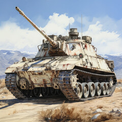 Watercolor Armenian Marder traktor, clipart Illustration, Generative Ai
